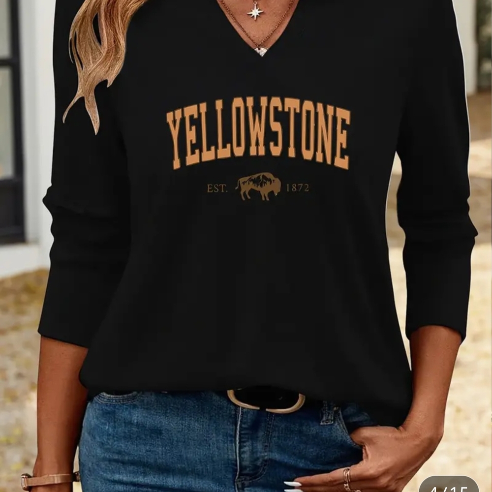 Black and Gold Yellowstone 3/4 Sleeve Tshier